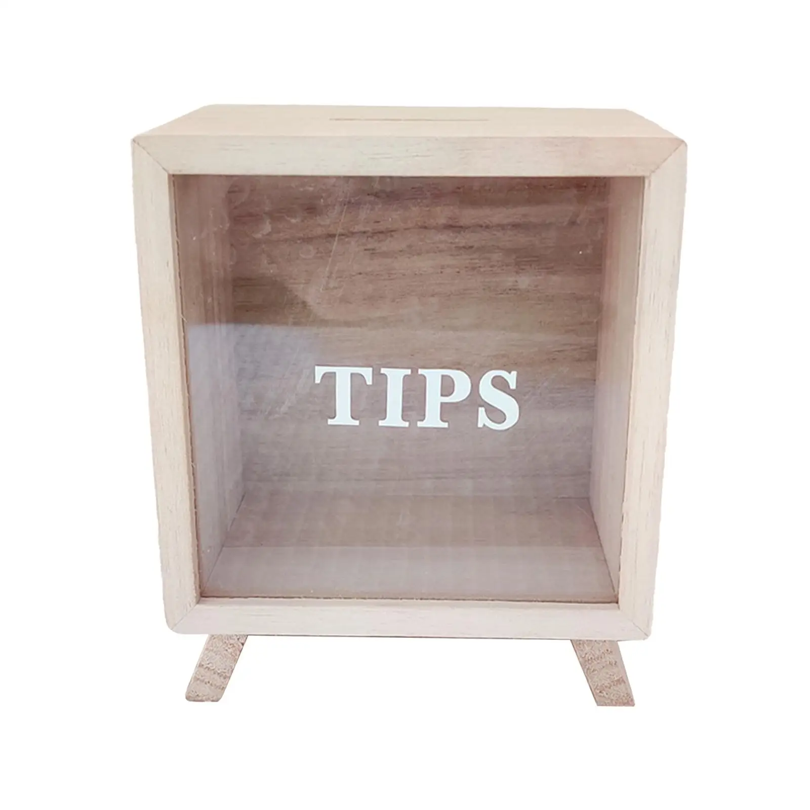 Bank Jar Tip Box Tip Jar for Tip Change Savings Jar Wooden Birthday Gift Piggy Bank for Coffee Shop