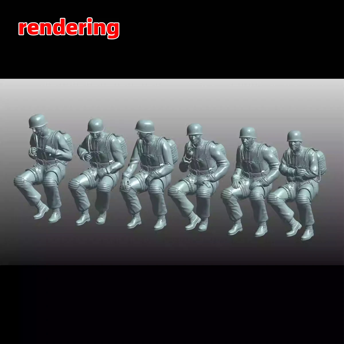 3D Deutschland Fallschirmtruppen Fallschirmjäger Soldaten Figuren Soldaten-Team Montage-Modellbausatz 6 Stück 1/72 1/35 1/48 – Detail 2