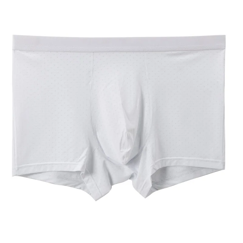 Mens Underwear Boxer Shorts Breathable Mesh Ice Silk Underpant Male Solid Elastic U Convex Pouch Panites Cueca Ropa Interior Hom