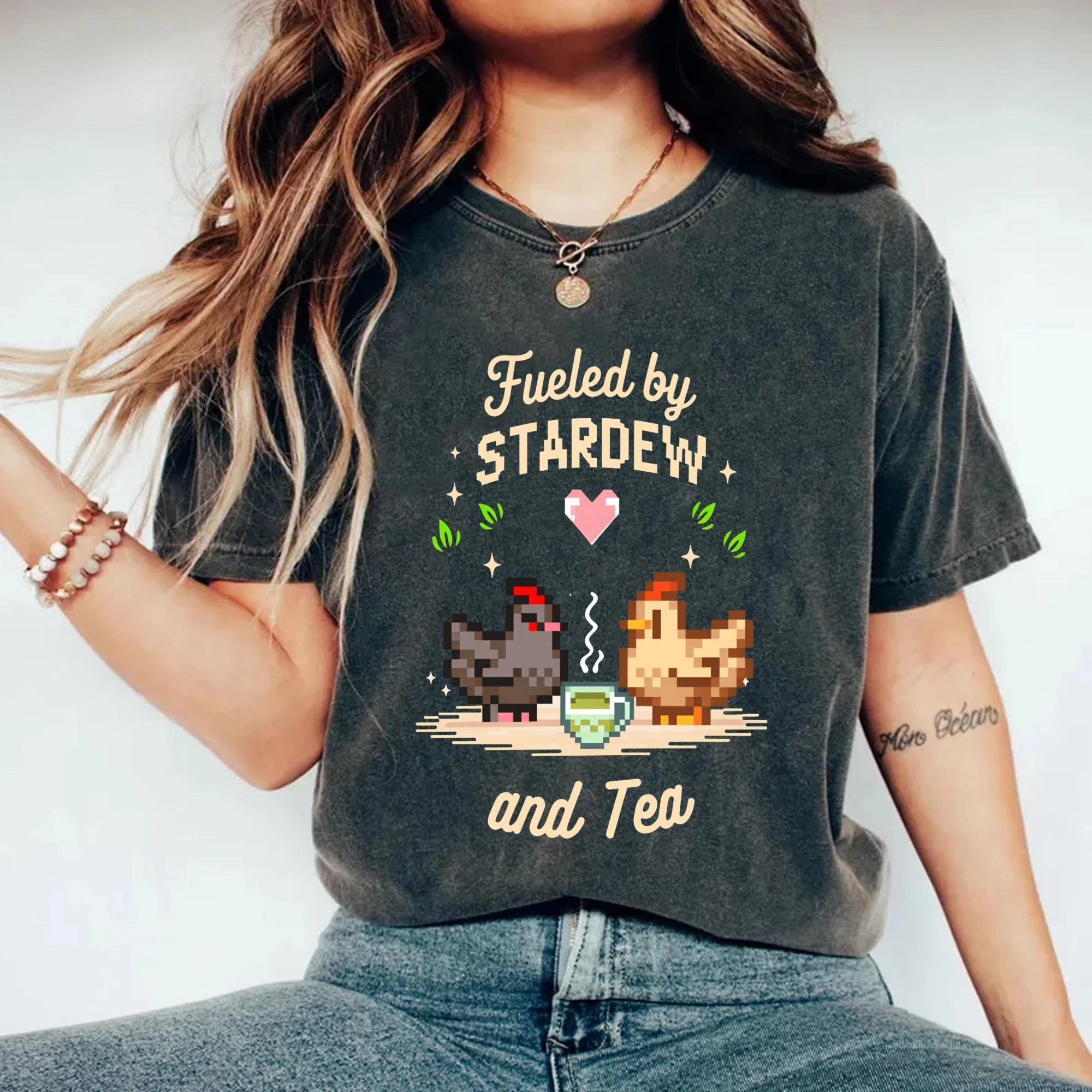 2026 Summer Women's Retro Stardew Valley Print T Shirt Pure Cotton and Breathable Short Sleeve Streetwear Oversized Loose Casual