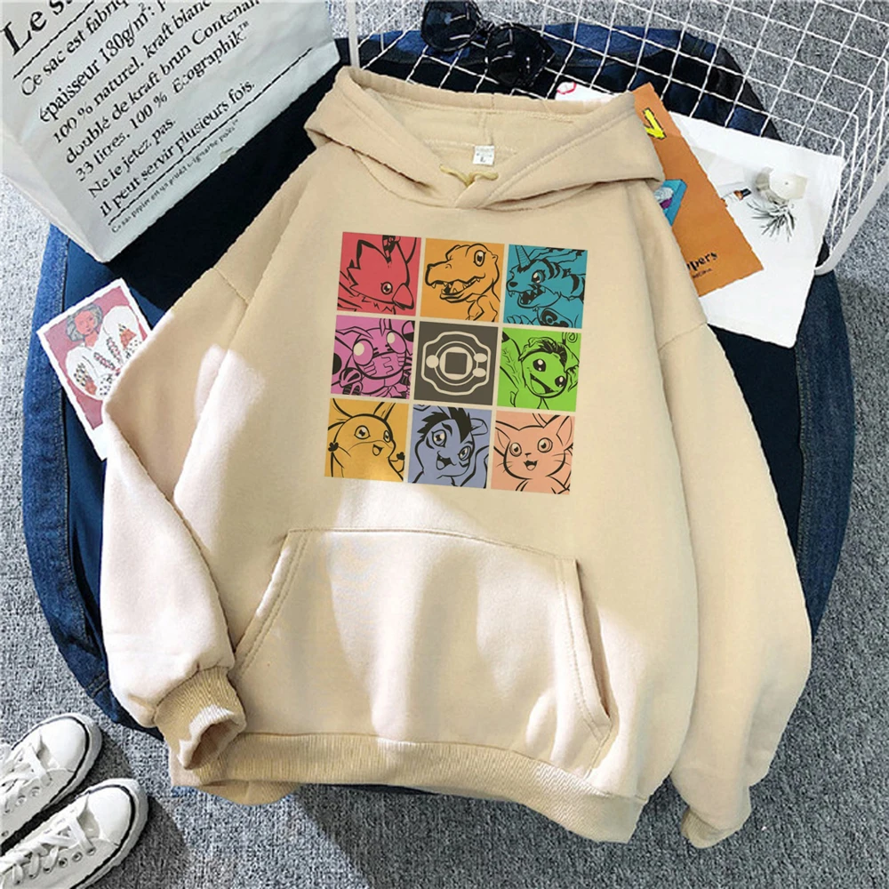 Felpe con cappuccio Digimon donna inverno Kawaii sweat y2k cappuccio donna maglione anni '90