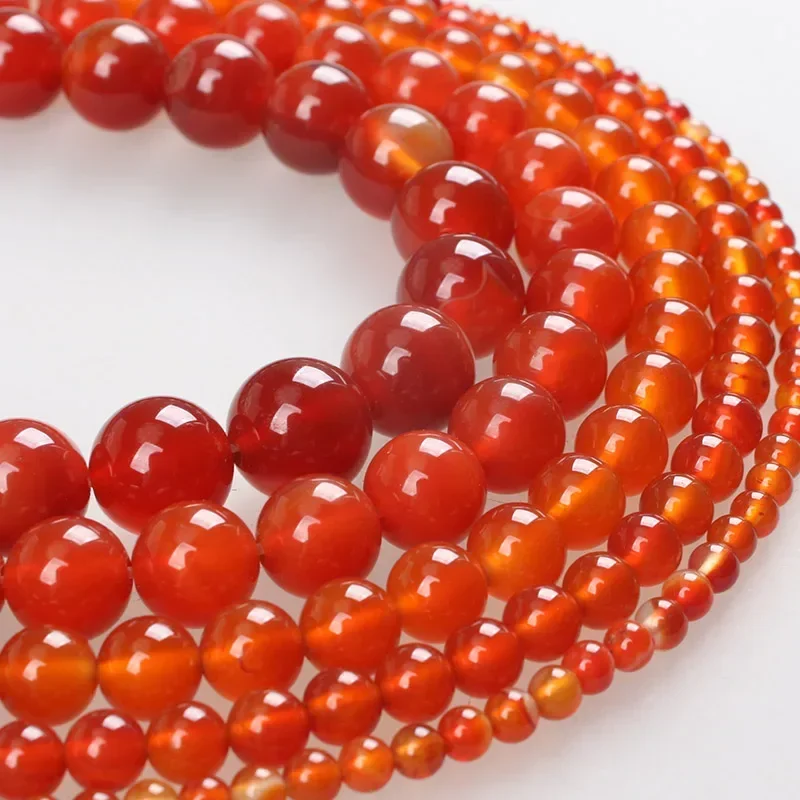 Natural Stone Beads Carnelian Red Stripe Agate Round Loose Beads 4 6 8 10 12mm For Bracelets Necklace Jewelry Making