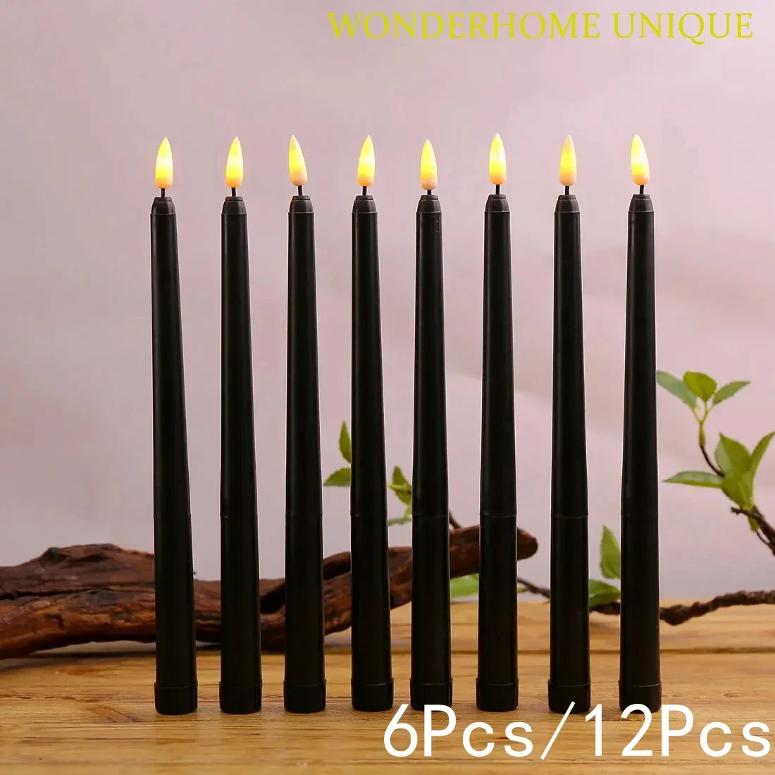 6/12 Pcs Black Flameless LED Candles Light 28 Cm/11 Inch  LED Candles Lights Household Taper Candles LED for Wedding Home Decor