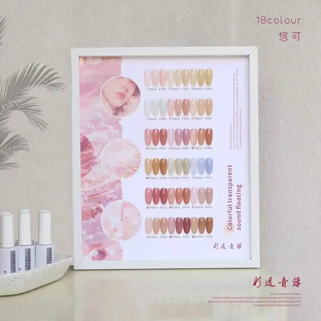 

RABIA Mismatched 18 colors Jelly color Nail gel set Nail salon 2025 New Fashion Hot sale Nail art kit Non-toxic Uv gel Wholesale