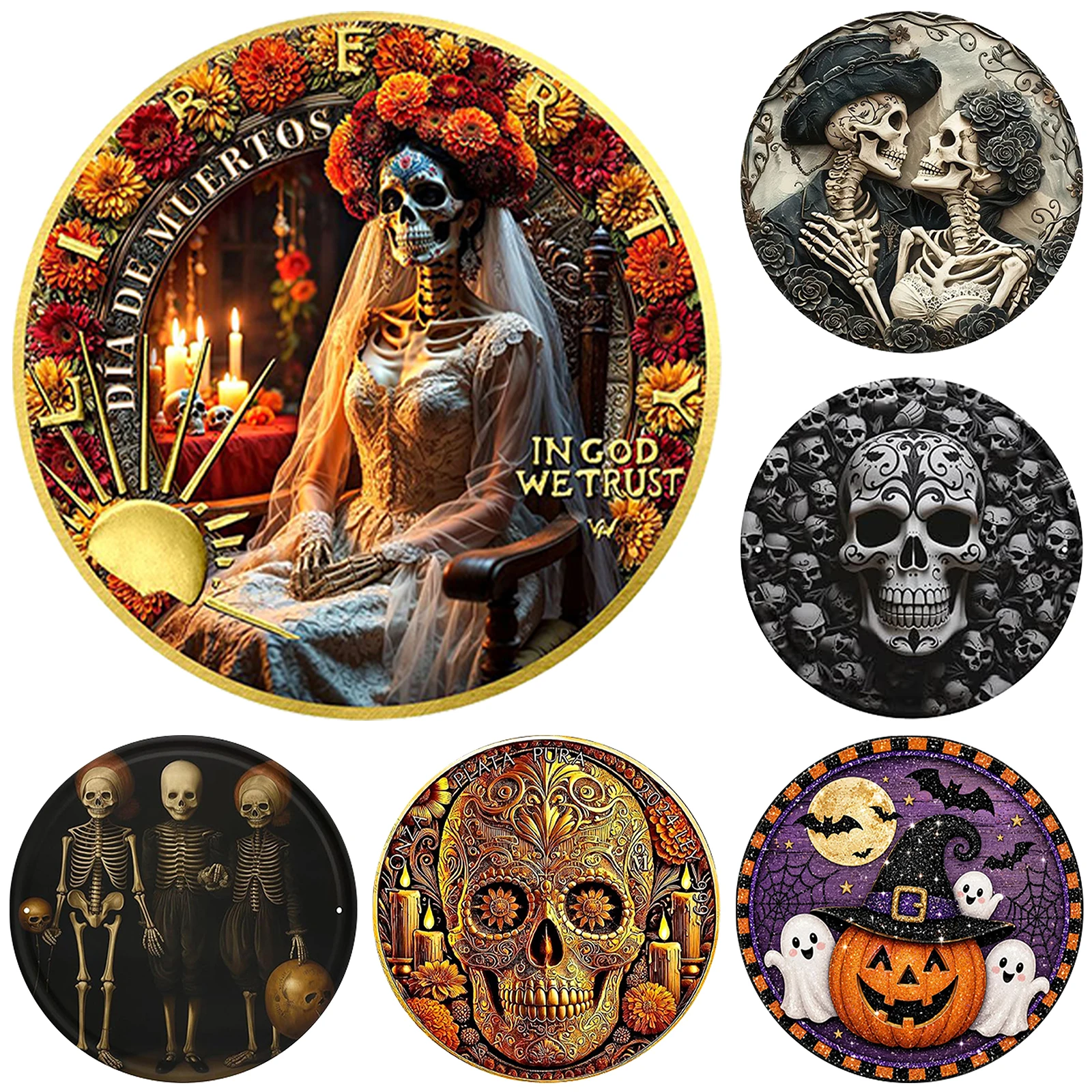 12x12 Halloween Vintage Retro Wall Decor Plaque for Bar Cafe Home - Waterproof No Glare 4 Pre-Drilled Holes