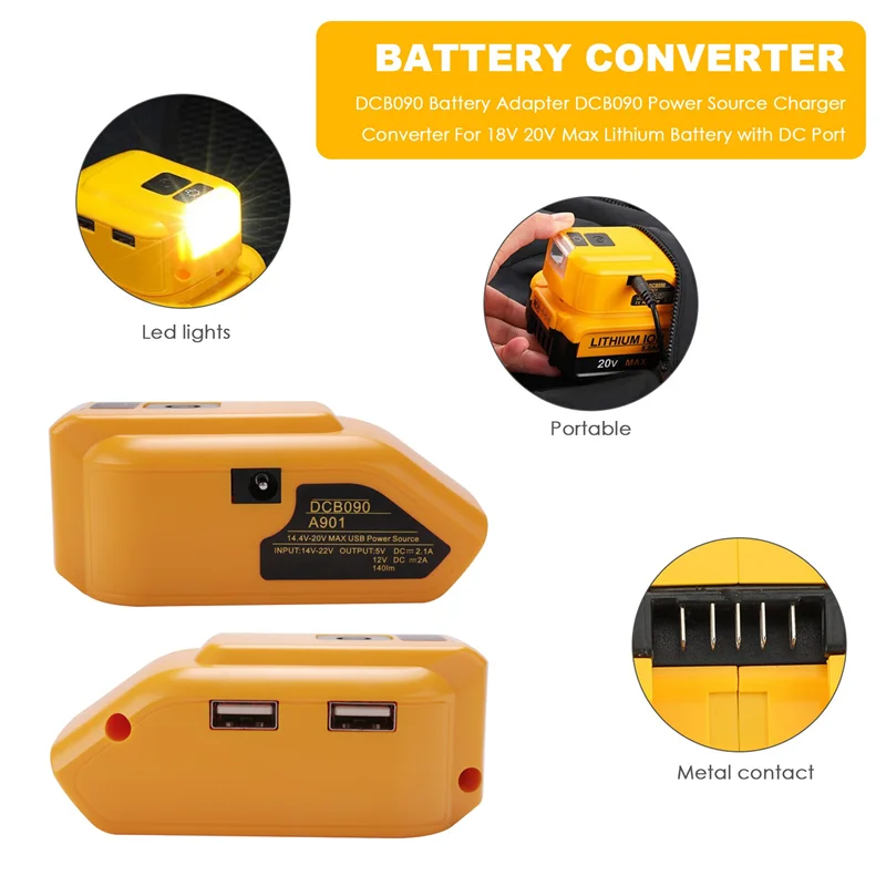 AD23-DCB090 배터리 어댑터 DCB090 DC 포트가 있는 18V 20V 최대 리튬 배터리용 전원 충전기 변환기