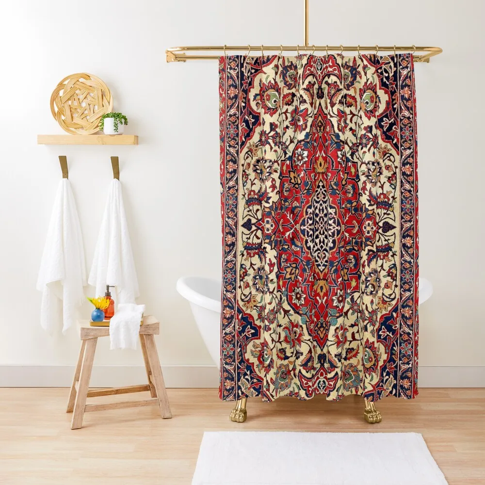 

Esfahan Central Persian Rug Print Shower Curtain Bathtub For Bathrooms With Beautiful Designs Curtain