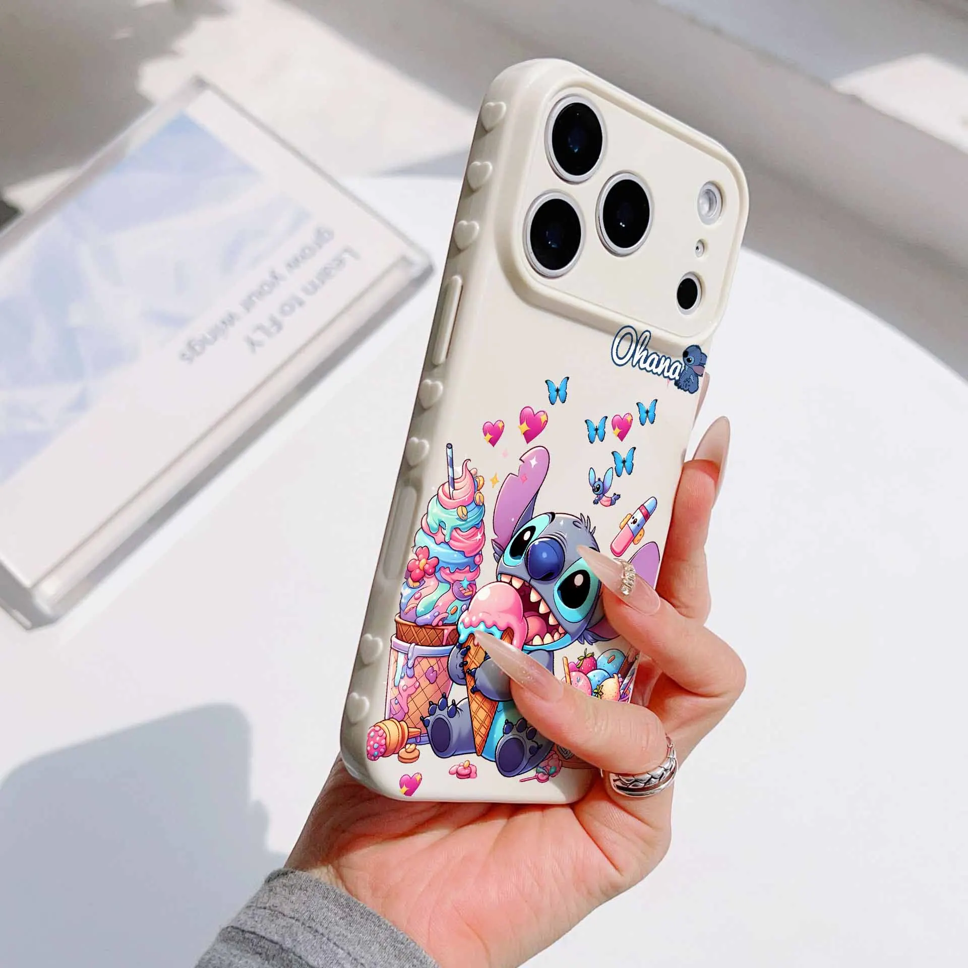 Fashion New Style Stitch For Apple iPhone 17 16 15 14 13 12 Mini 11 Pro Max Bubble Heart Cover Funda Silicone Soft Phone Case view 5