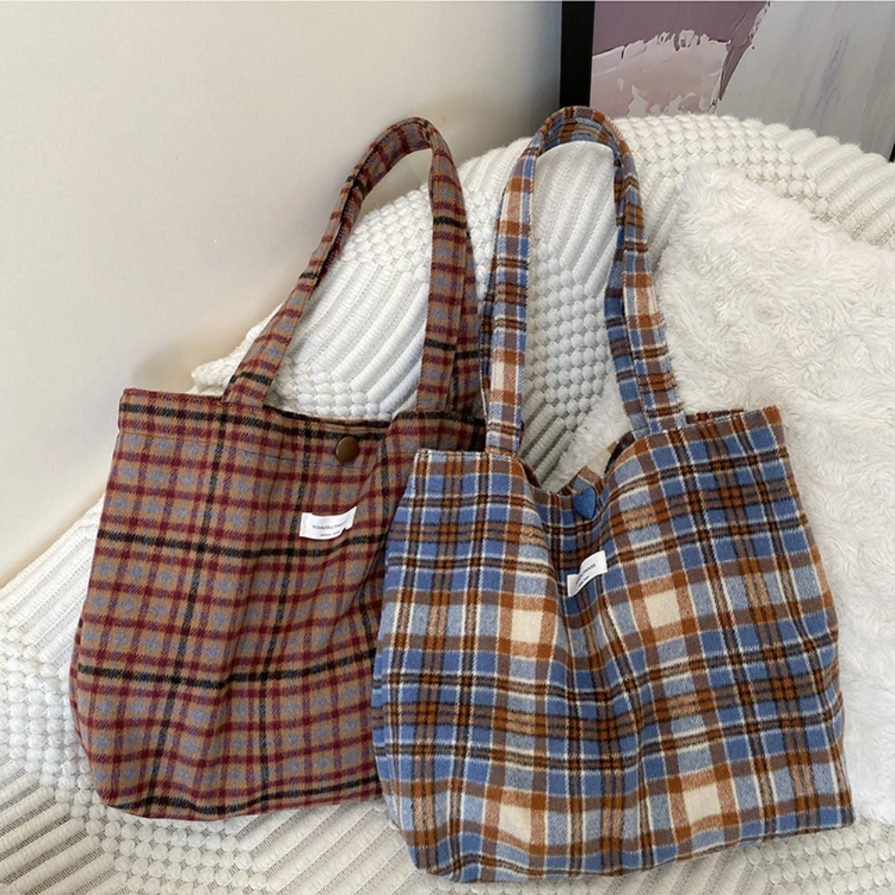 شتاء جديد سميكة تويد حقيبة كتف المرأة سعة كبيرة حمل حقيبة منقوشة ليوبارد أكياس التسوق الطلاب كروسبودي #5