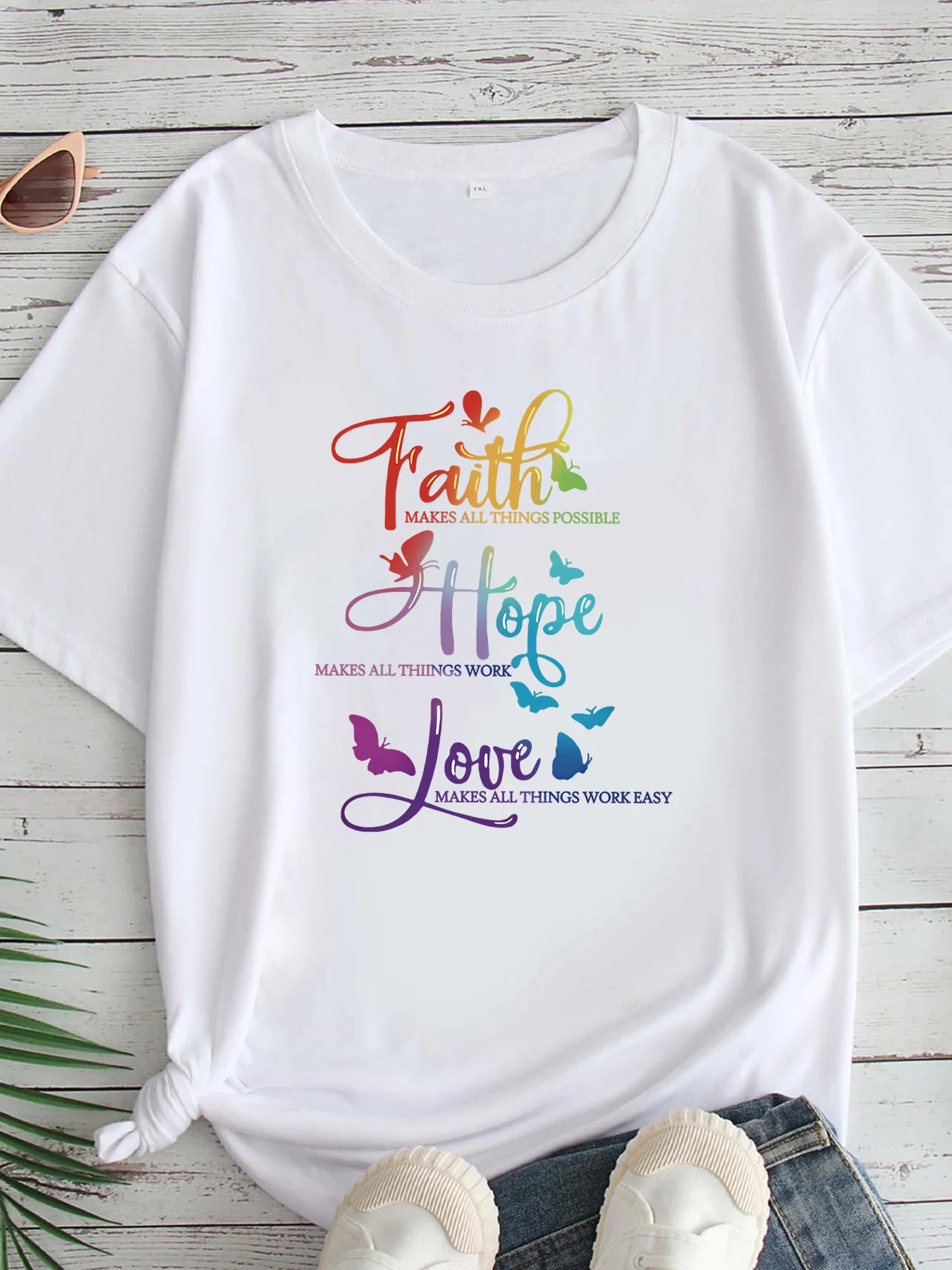 

Women's Large Size Printed round Neck Short Sleeve T-shirt 1-7XL Comfortable Casual Top in European Style