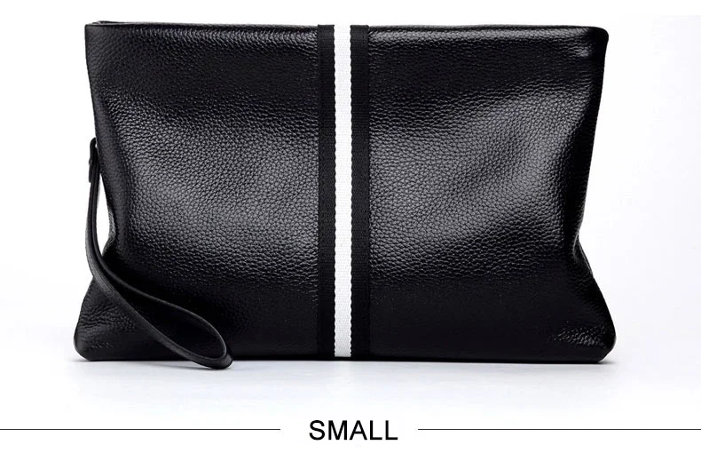 SENOFAN Authentic Hand Bag Men Stripe Real Leather Cowhide Clutches Male Pouch Wallet Designer Envelope Bag Korean Edition Hot