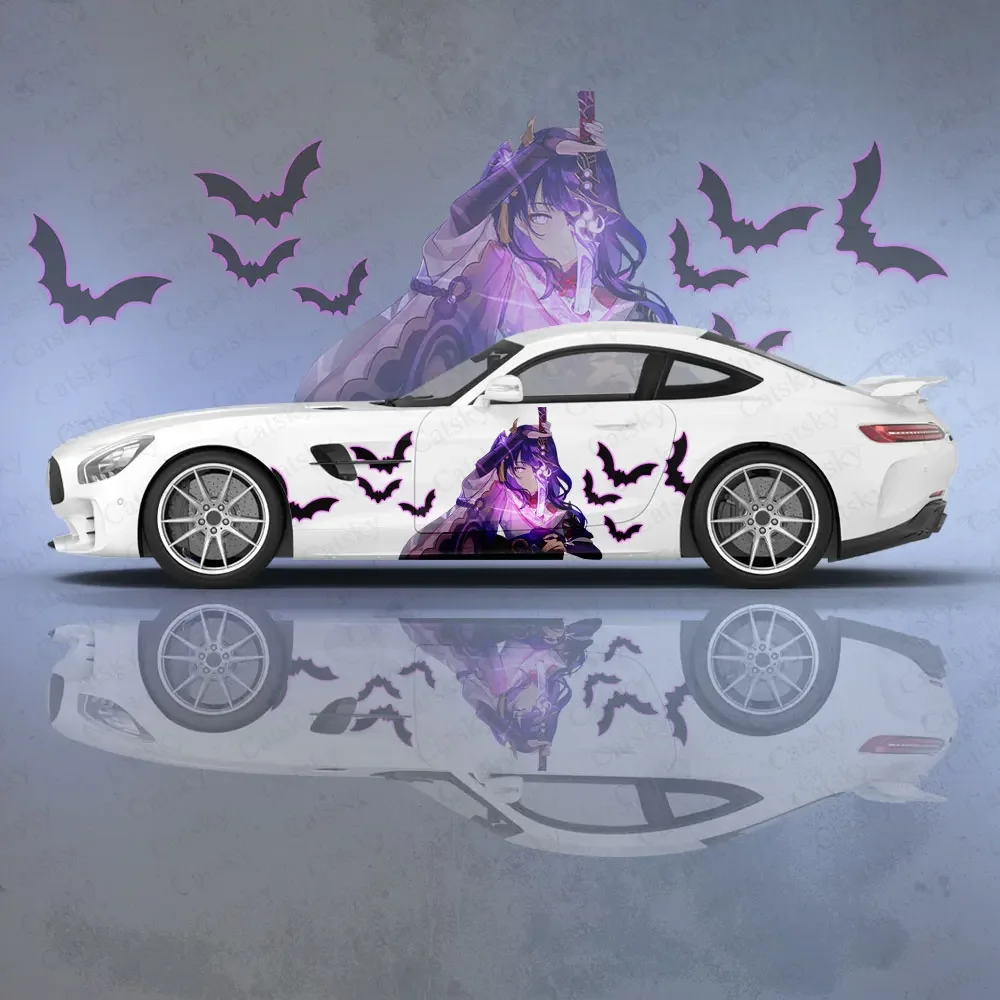Raiden Shogun Genshin Impact Car Side Sticker Full Body Decal Decor Covering Scratches Waterproof Vinyl Wraps Auto Accessories