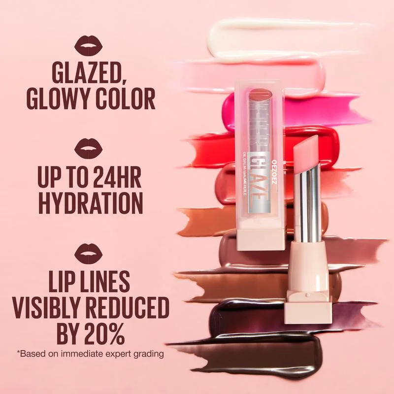 Pink Makeup Lip Balm Lifter Glaze Oil Balm Hyaluronic Acid Hydrating Blend 24HR Smooth Moisturizing Shine for Lip Care