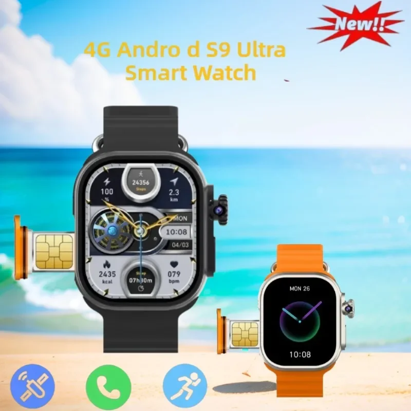 

Android SmartWatch S9 Ultra 4G Сетевая SIM-карта 2,2 дюйма Amoled 180 ° Поворотная камера GPS WIFI Global Call Смарт-часы для мужчин Ultra 5G