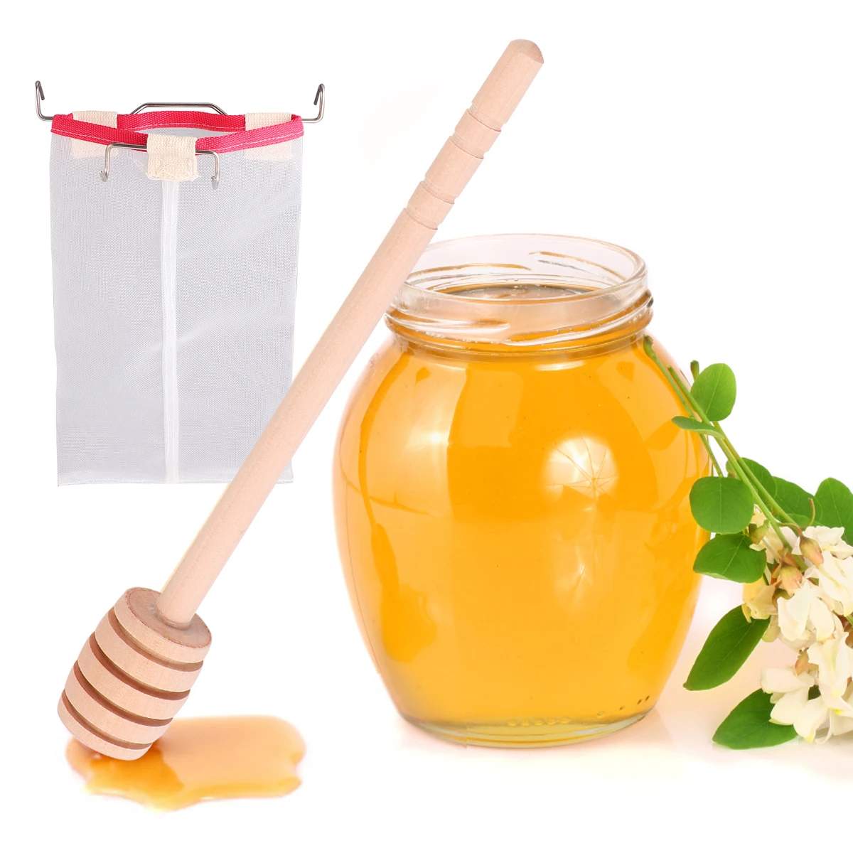 

2 Pcs Honey Mesh Bag Tool Extractor Spoon Filter Filter: Nylon Extraction Purification