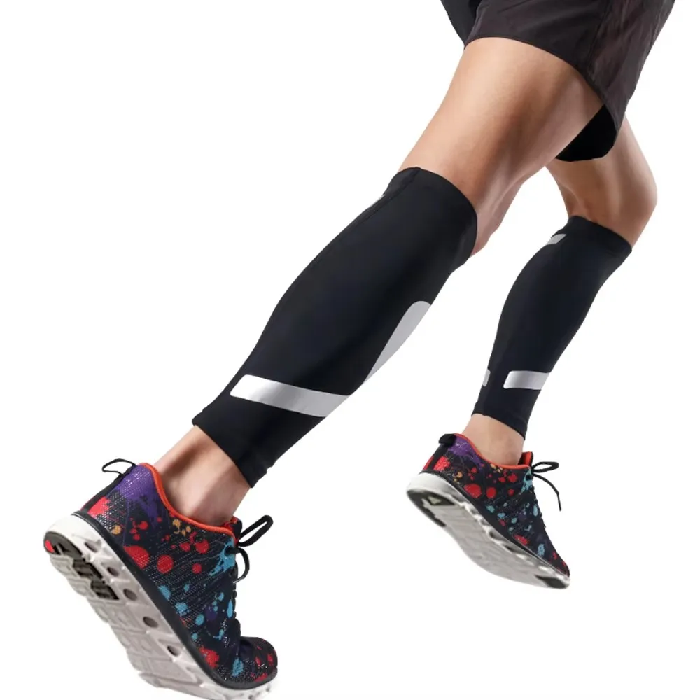 Kuangmi 2pcs Calf Compression Sleeves Running Leg Sleeves Socks Calf Support Shin Guard Sleeve Protector Soccer Football Cycling