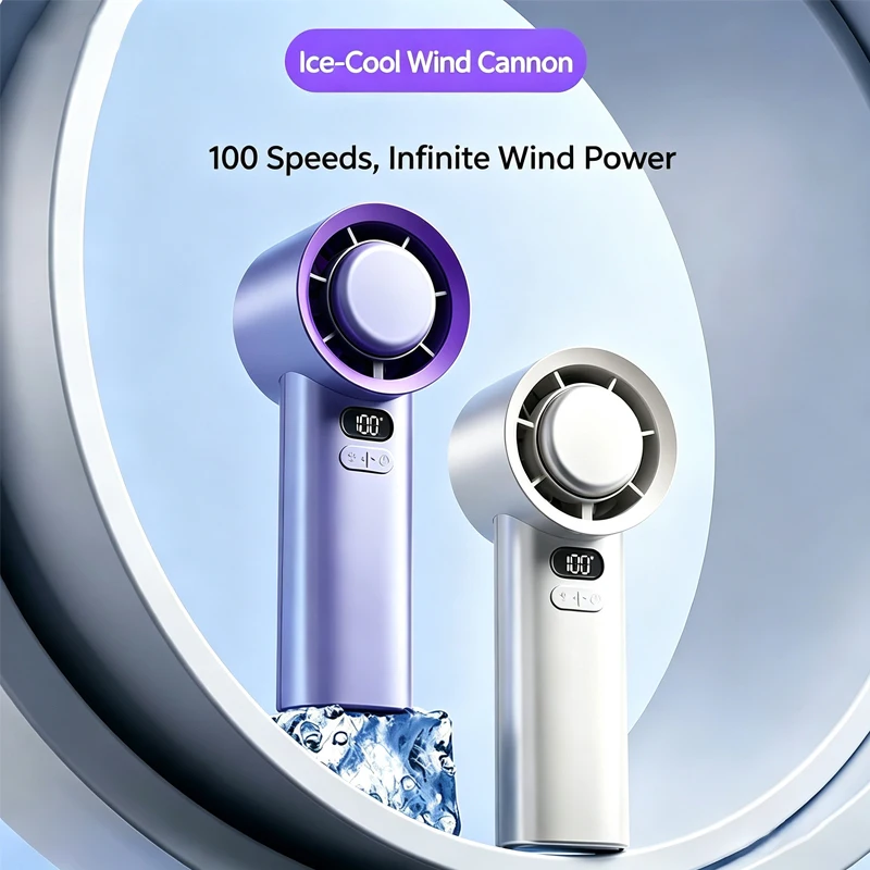 Portable Handheld Turbo Fan 100 Wind Speeds Adjustable Mini Personal Fan Battery Operated Electric Eyelash Fan