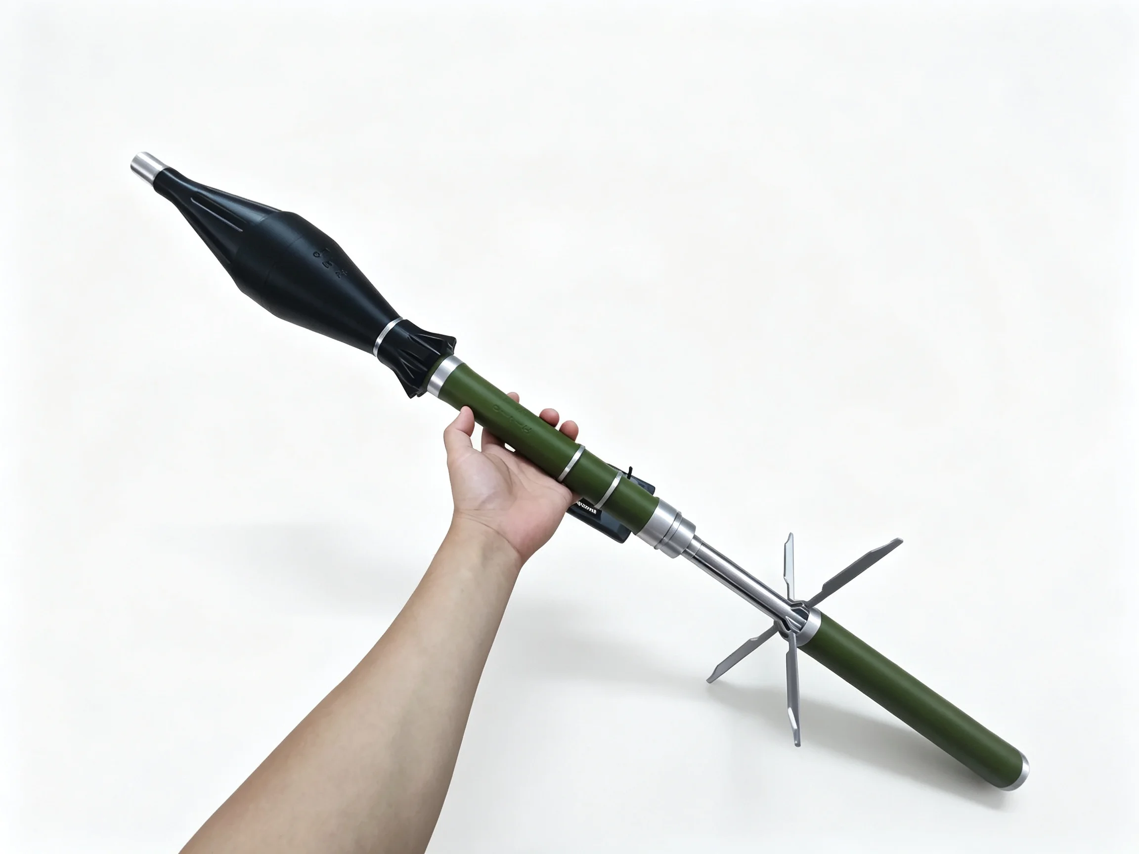 3D Printed Mini RPG Rocket Model with Folding Tail Fins, Static Assembly Military Toy, Collectible Display Gift