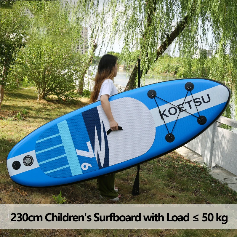 New 230cm SUP Board for Children Kids Water Sport Surf Set Inflatable Stand Up Paddle Board with Paddle Board Tail Fin Foot Rope