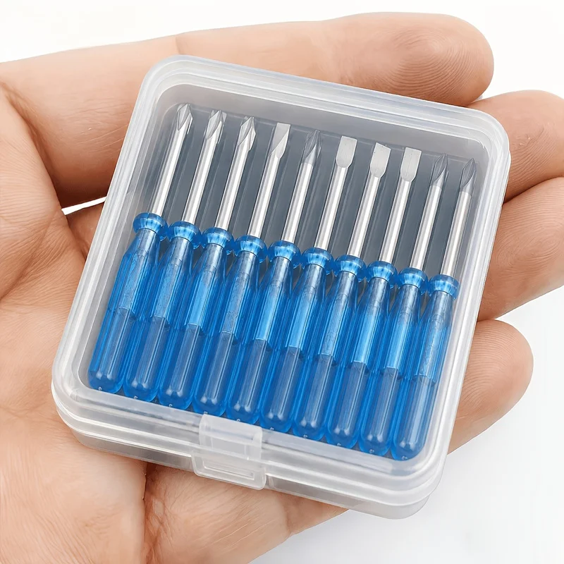 `11in1 Mini Screwdriver Set with Storage Case, 5 Flat & 5 Cross 2mm Micro Screwdrivers for Toy Repair DIY Handcraft Hobby`