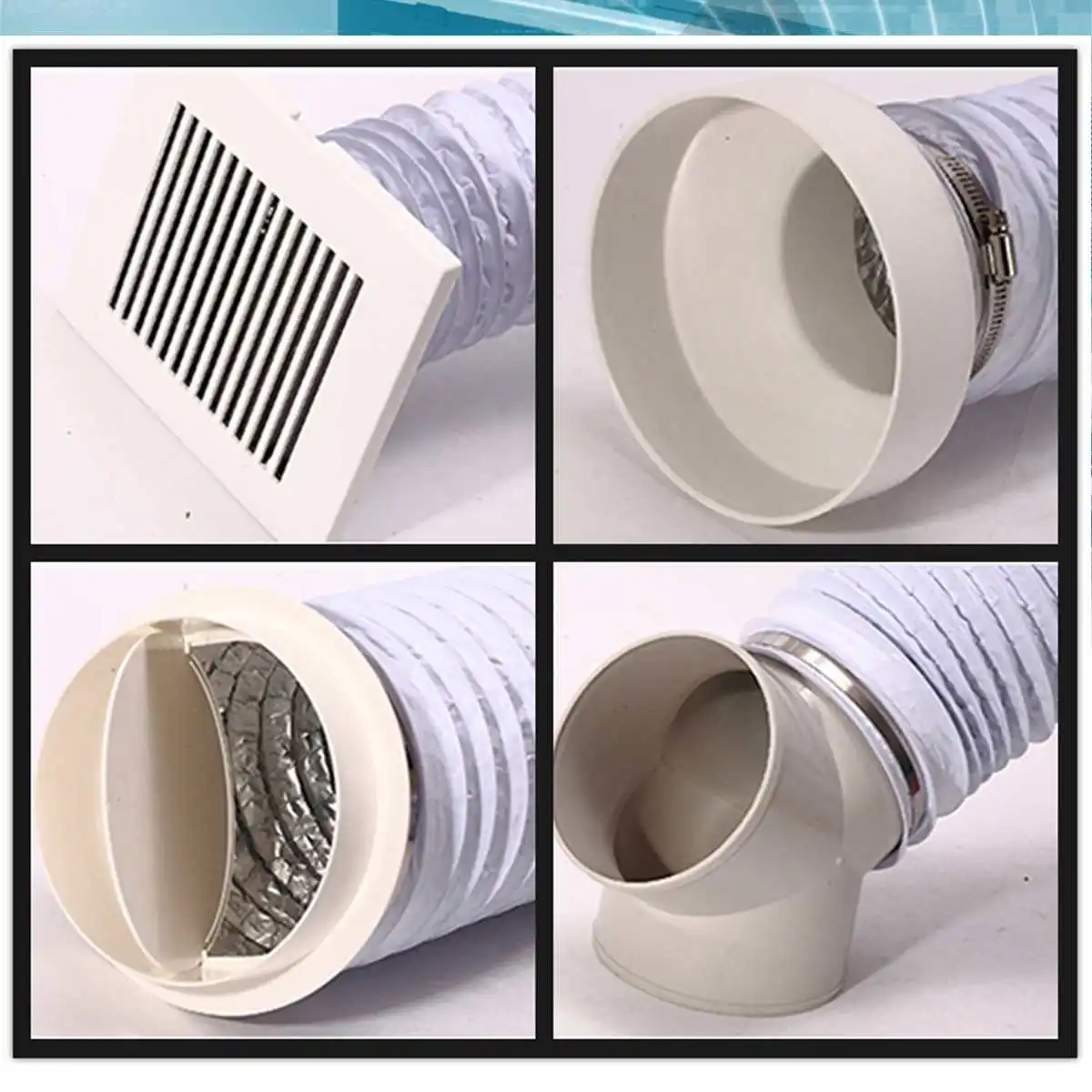 100mm/10cm Ventilation Duct Vent Hose 1.5m 2m 3m 5m Meter Exhaust Pipe Flexible Air Conditioner Outlet