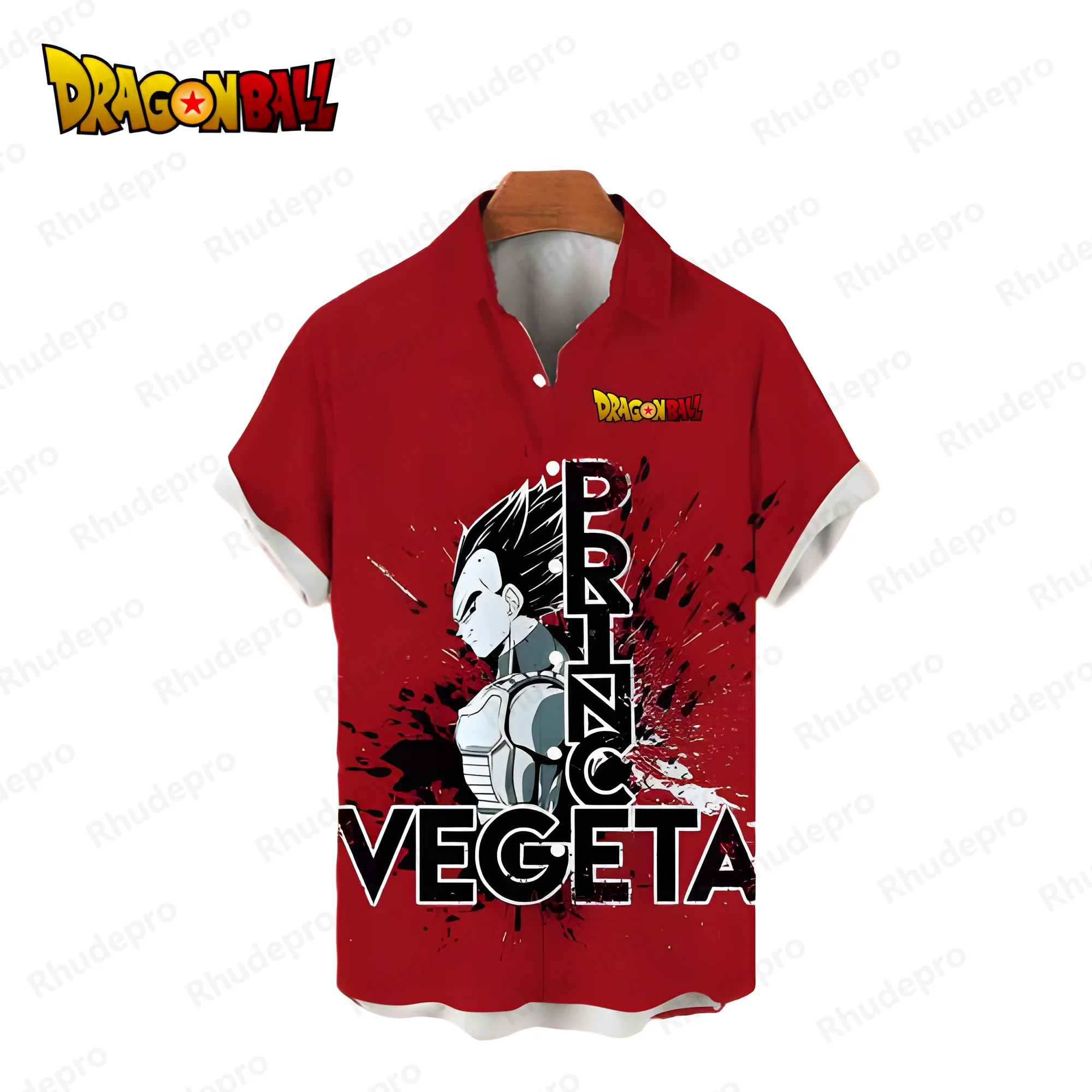 Vegeta Men\'s Shirts Dragon Ball Z Men\'s Social Shirt Harajuku 2024 Summer Blouse Fashion Anime Short Sleeve Beach Style Tops