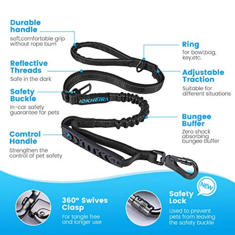 6Ft/4Ft Dog Leash Rope for Large Dogs, Heavy Duty with Comfortable Padded Handle and Highly Reflective Threads, 4-in-1 Multifun