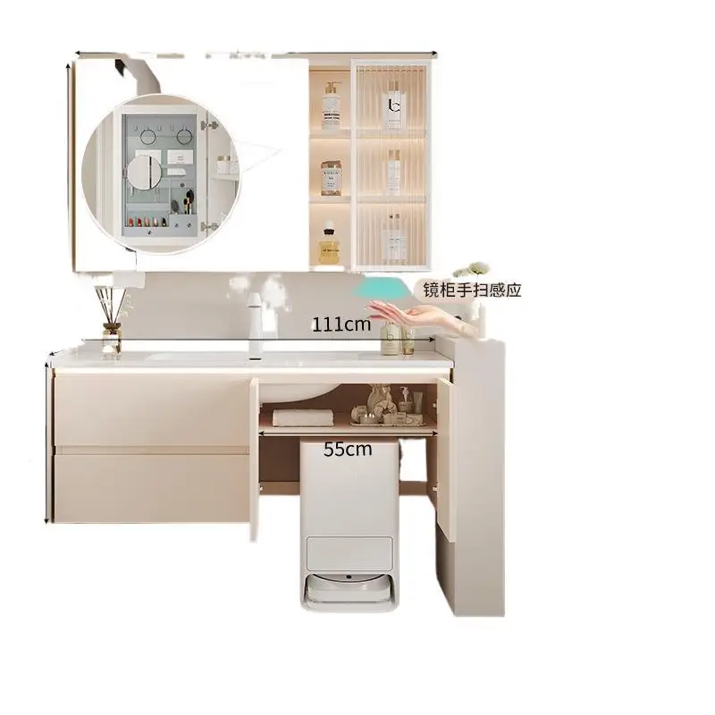 

Ceramic integrated basin bathroom cabinet folding toilet storage washstand single cabinet