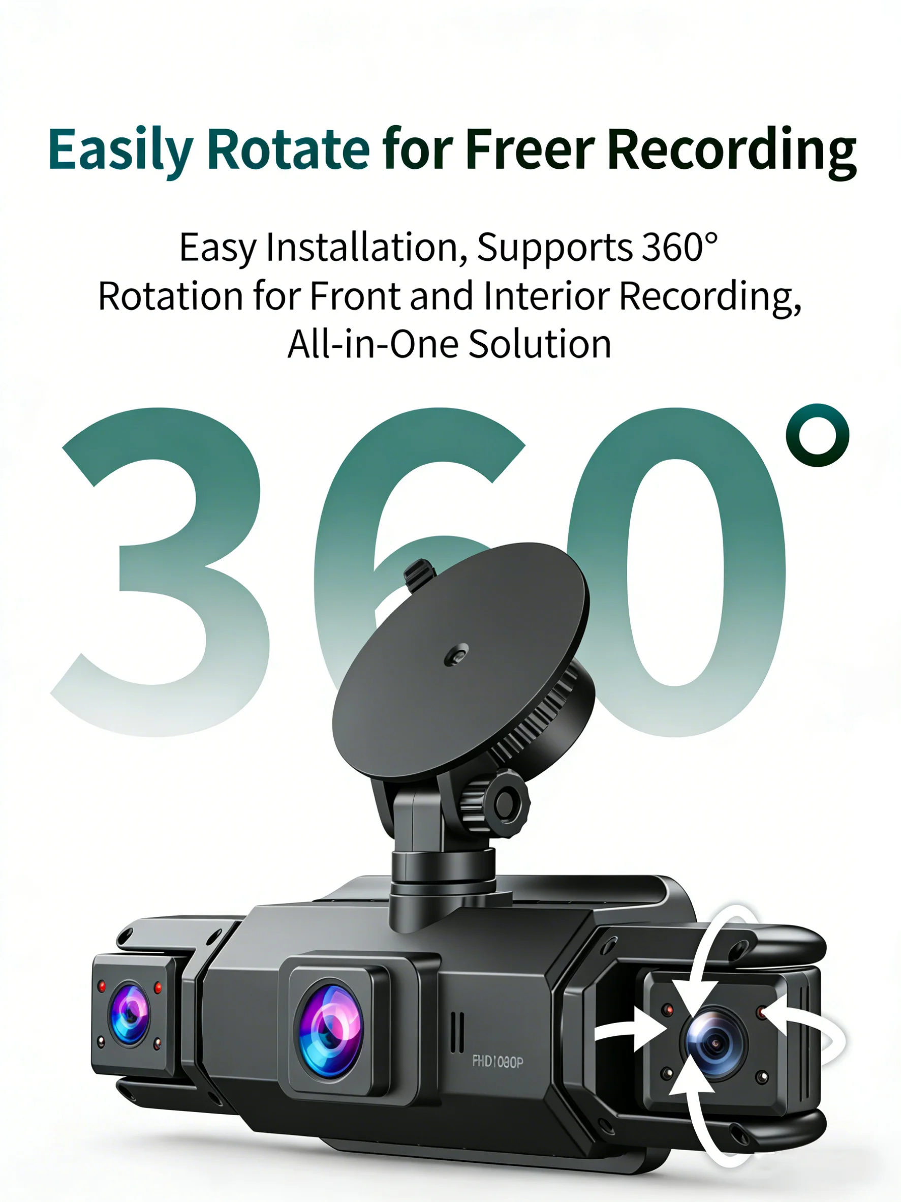 WiFi 4 Lens Dash Cam 1080P HD Car Camera Front Rear Left Right 4-Way Recording Night Vision 24H Parking Mode 360° Full View DVR