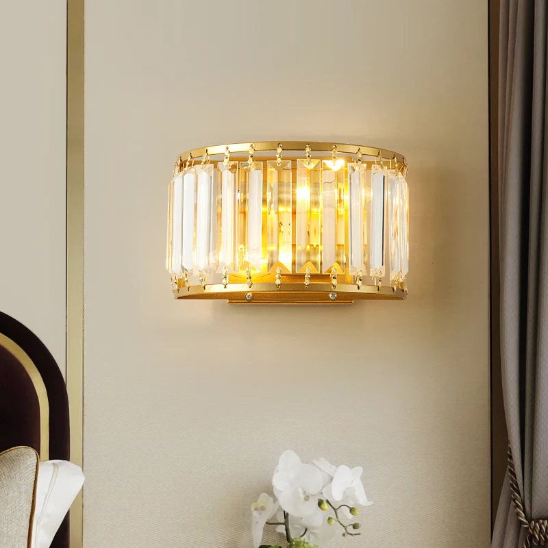 

Europe Vintage long Crystal Bar LED Wall Light Fixtures dining Room LED Wall sconce Bedroom mirror Light indoor wall Lighting