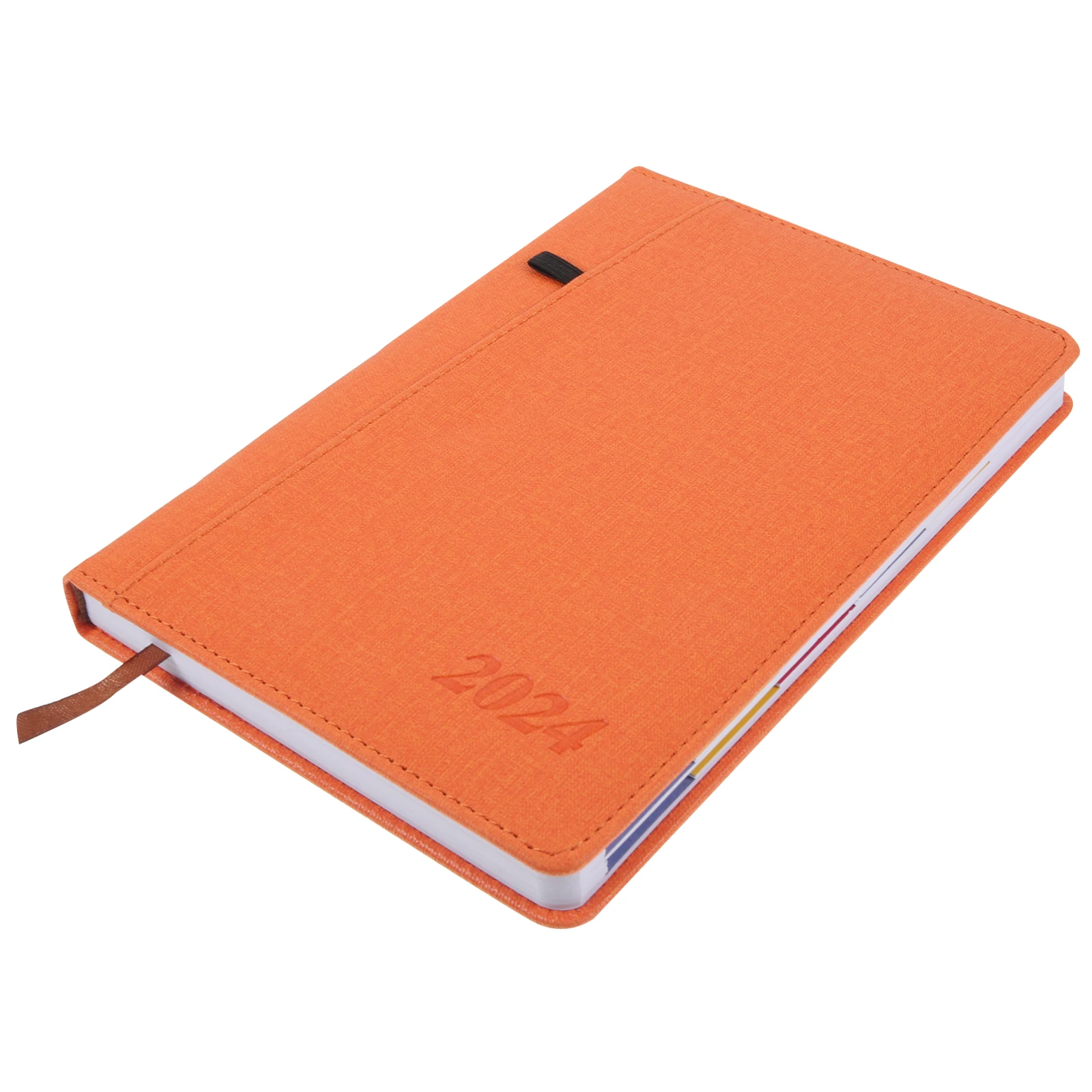 

English Notebook 2024 Daily Planner Notepad Orange Stylish Lightweight Portable Academic Schedule To Do List School Agenda
