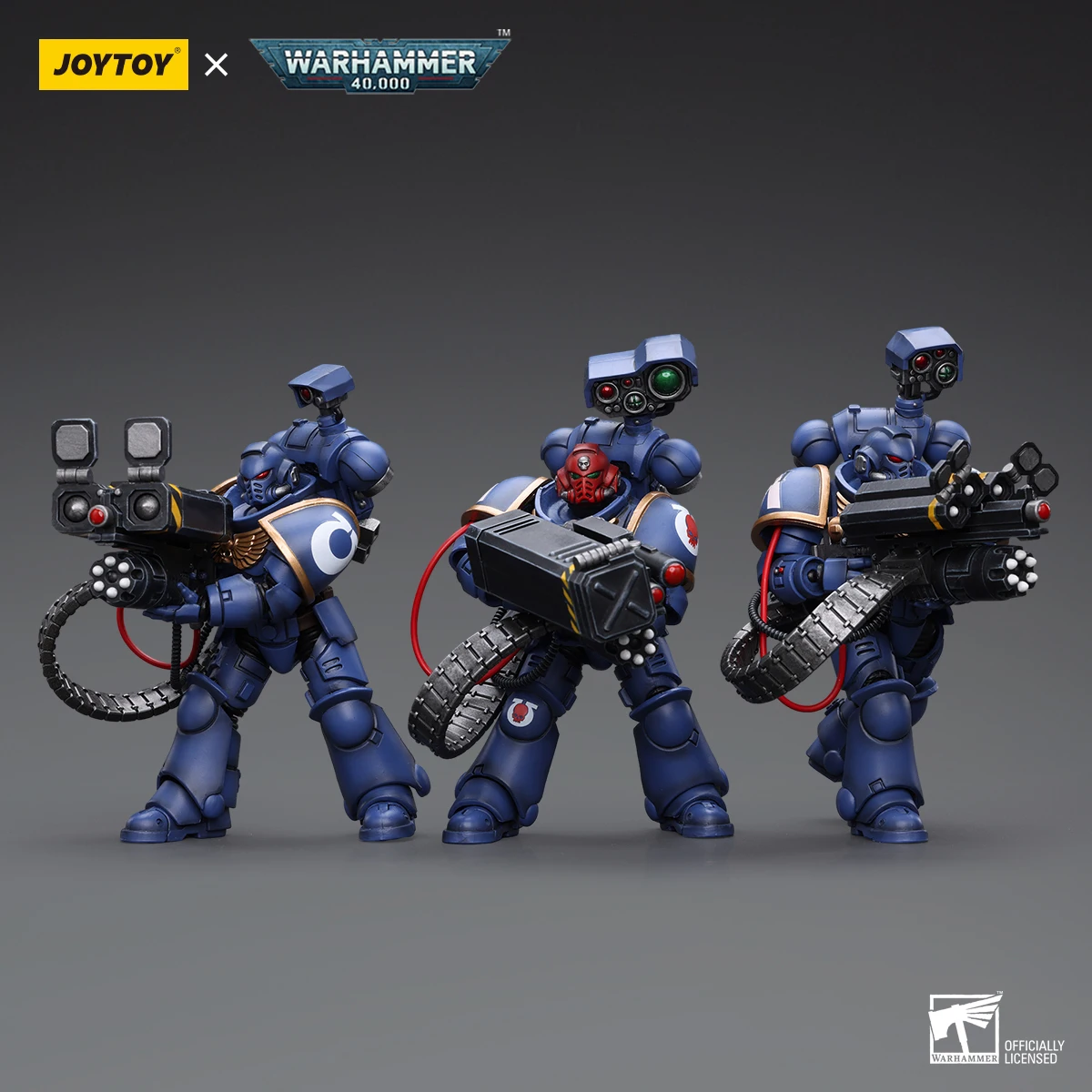 JOYTOY Warhammer 40k 1/18 figurka Ultramarines rozlutowywanie morskie z Castellanem wyrzutnia Model lalki zbieraj zabawkę świąteczny prezent