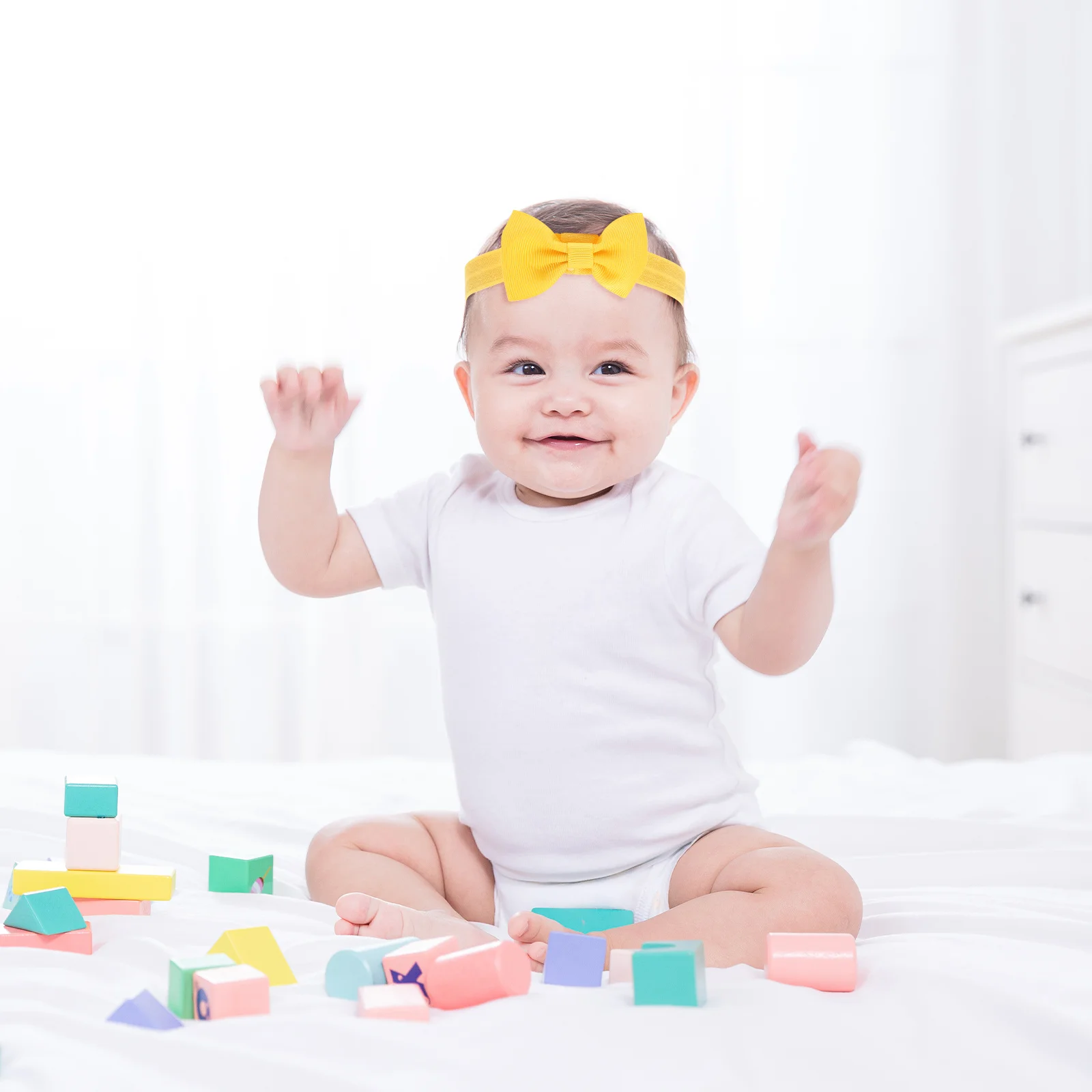 

20Pcs Bow Hairband Solid Color Breathable Comfortable Hair Accessories Set Perfect for Shower Birthday Photo Prop