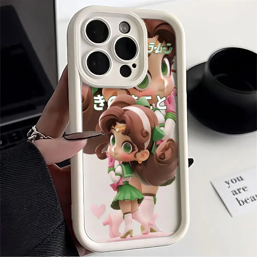 Funda de teléfono para iPhone 16e 15 16 14 Plus XR 17 Air XS Max 13 12 11 Pro Max carcasa suave lindo Sailor Moon Mizuno Ami