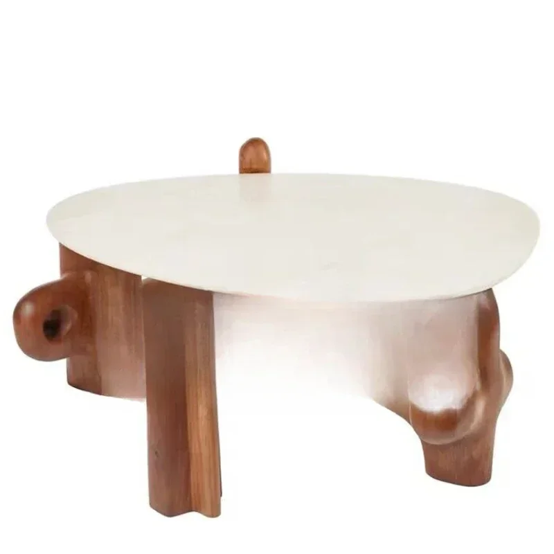 

Log medieval solid wood coffee table household special-shaped retro tea table designer travertine coffee table model room