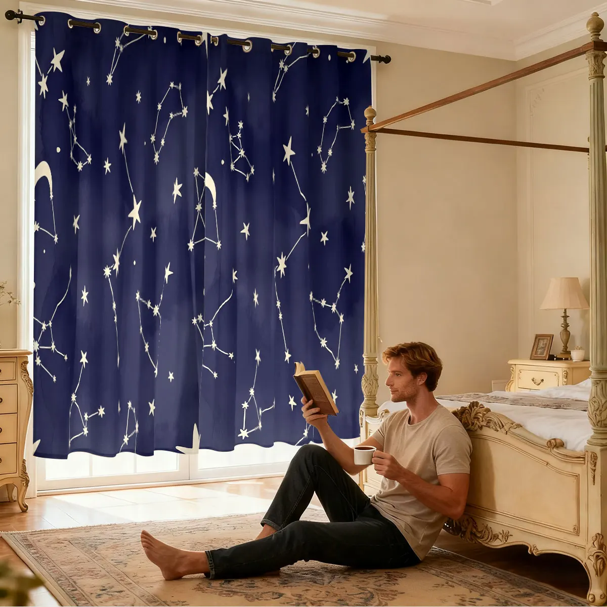 1pc Retro Rose Floral Single Loop Curtain, Decorative Door Curtain For Living Room Bedroom, Fashionable Home Hanging Curtain view 6