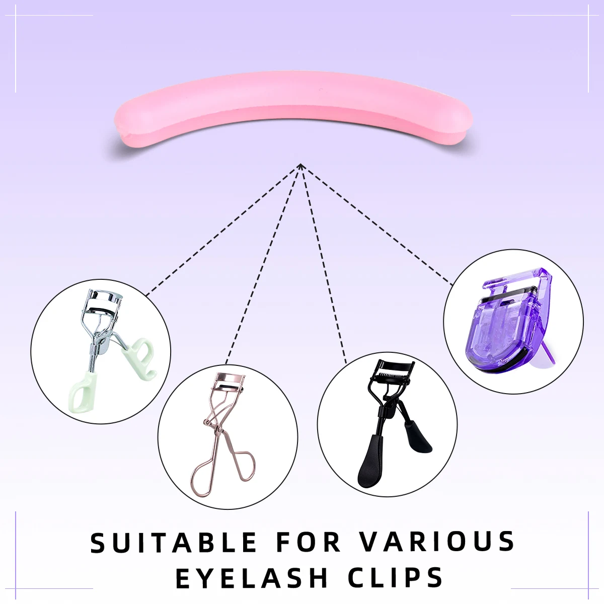 A convenient love belt comb eyelash clip tool set and eyelash tool set to make eyelashes more curly and more perfect.