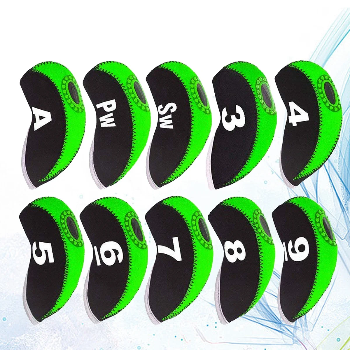 

10Pcs Golf Iron Head Covers Neoprene Club Covers Durable Water Resistant for Travel Protection and Easy Identification Iron