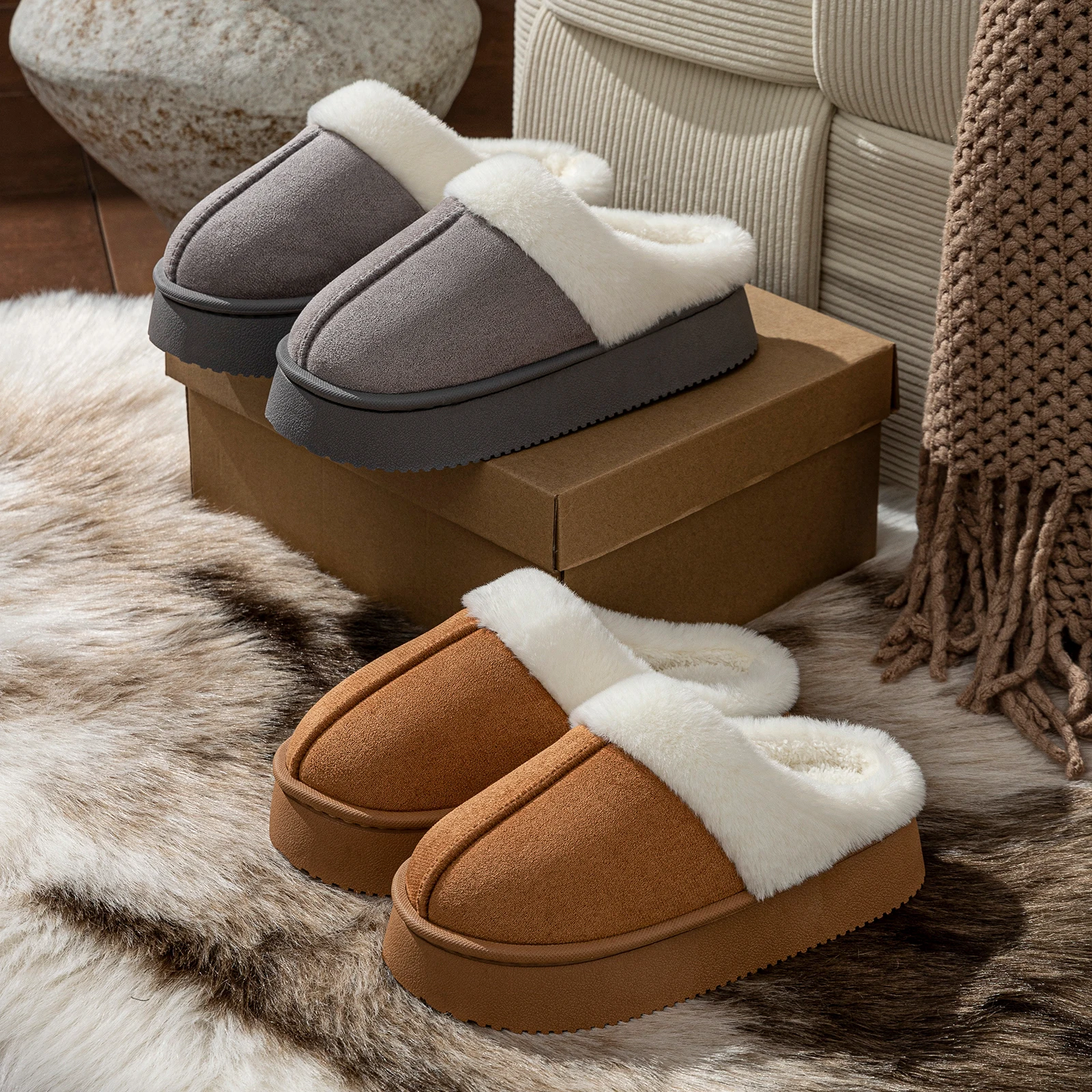 Fashion Women's Slippers Boots Indoor Warm Soft High Thick Sole Comfortable for Outdoor Wear Casual Couple Slippers Boot