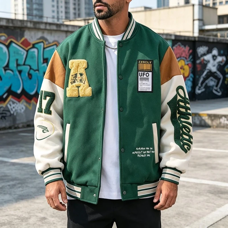 High Street Baseball Jersey Coat Men Splicing Embroidery Baseball Uniform Jackets Men Women 2026 Autumn Sports Coats Man Clothes