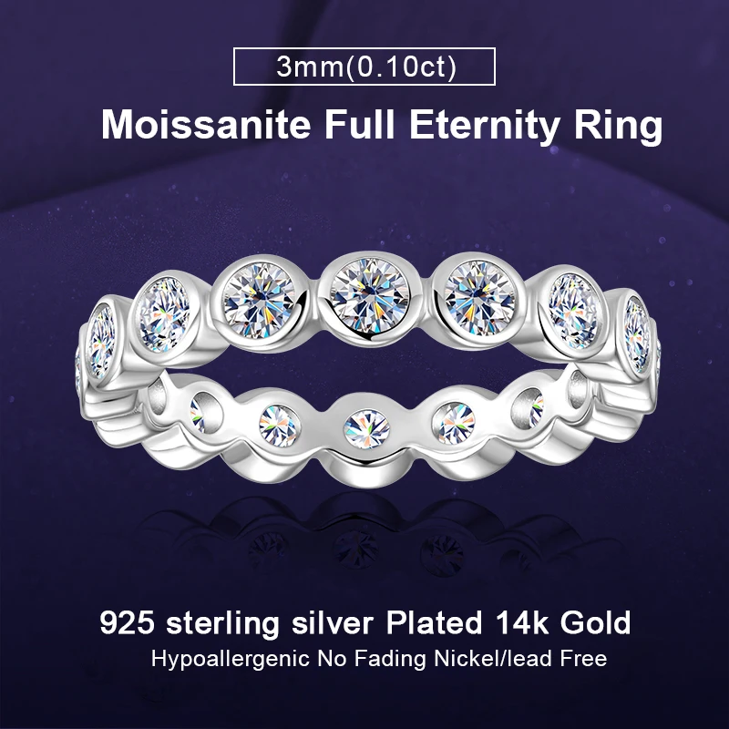 

IOGOU оригинальный браслет из стерлингового серебра 925 пробы Eternity для женщин 3 мм D цвет vvs1 кольцо на палец с муассанитом свадебные украшения аксессуары