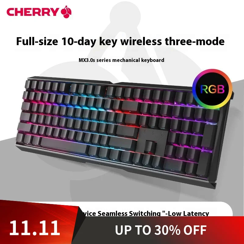 Cherry Mx3.0s Wireless Mechanical Keyboard Tri Mode Ergonomic Rgb Game E-Sport Dedicated Full Key Silent For Computer Accessorie