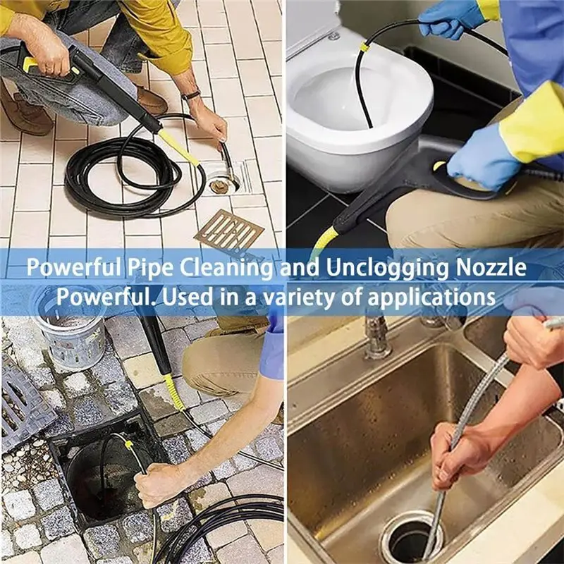 B03C-Cleaning And Unclogging Nozzle,Pressure Turbo Nozzle, Sewer Cleaning Tool High-Pressure Nozzle 1/4Inch Quickly Connector Du