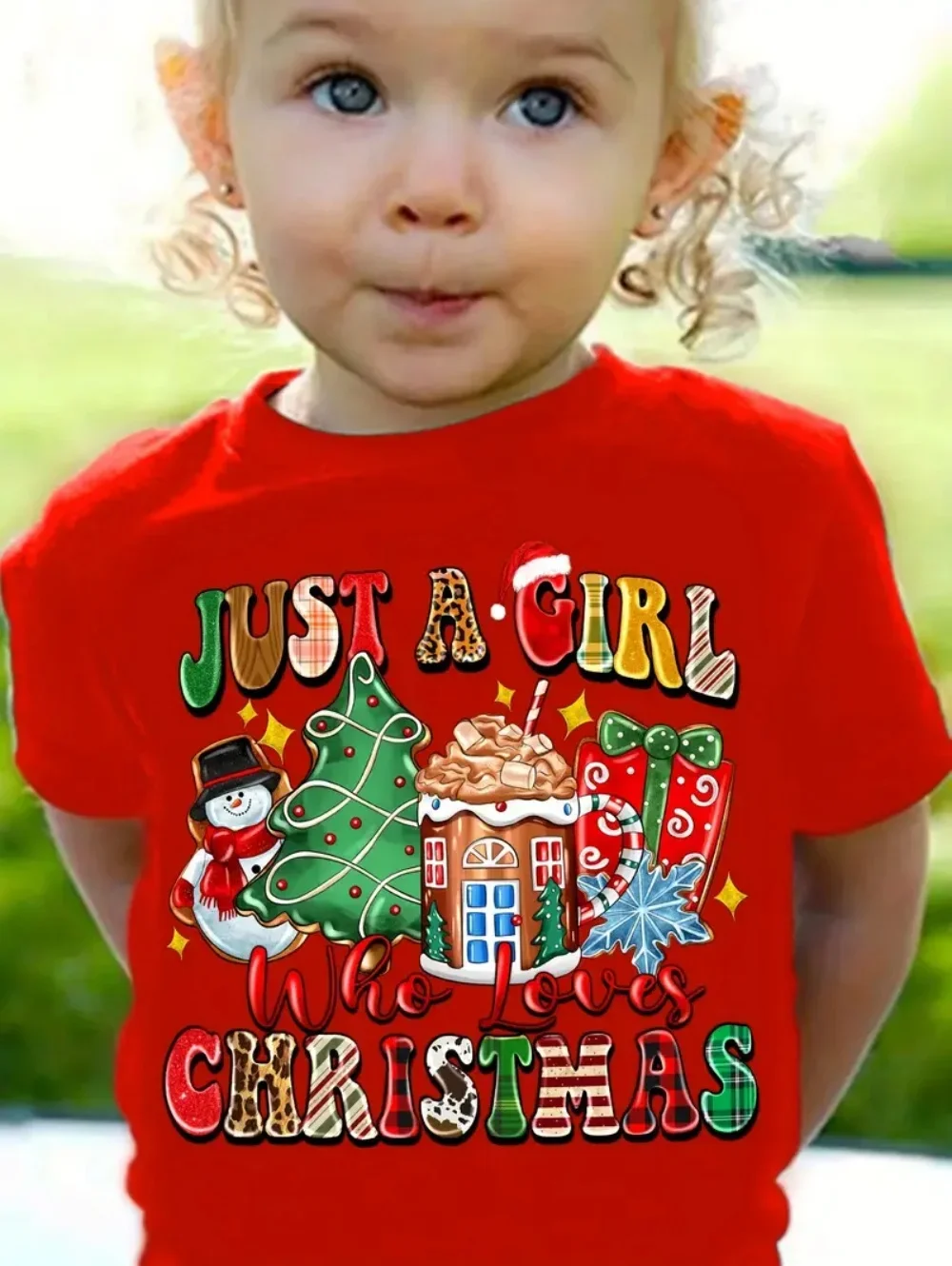 Kinderkleidung mit niedlichem Tier-Print, Weihnachts-T-Shirt, festliche Kurzarm-Shirts, Kleidung für Jungen und Mädchen, Weihnachtsgeschenk, Kinder-Oberteil. – Detail 4
