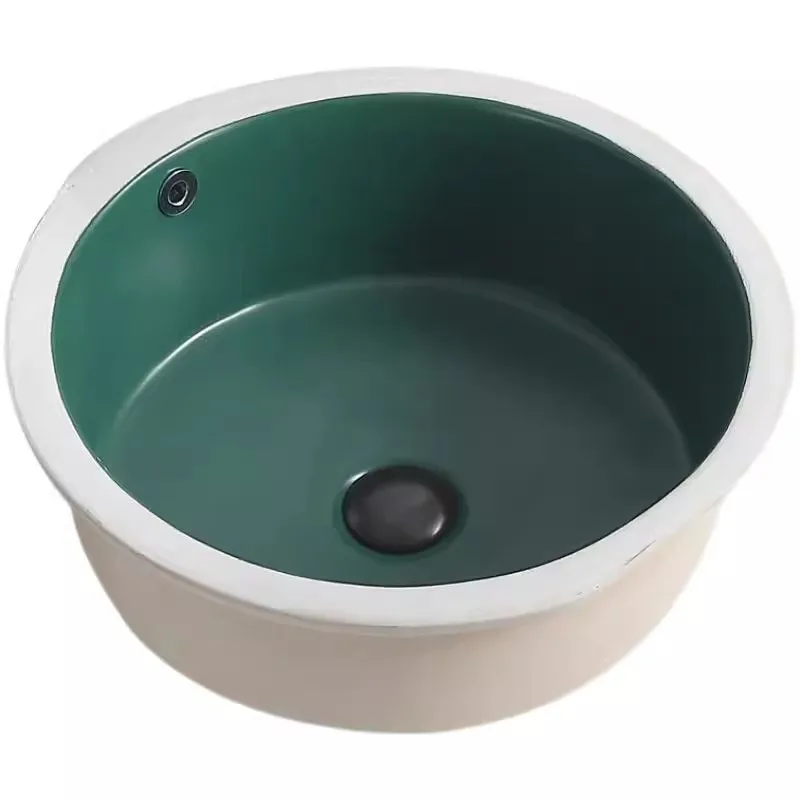 

Pure round under-counter basin, embedded wash basin, ceramic balcony wash basin, small size, black, gray, green, positive circle