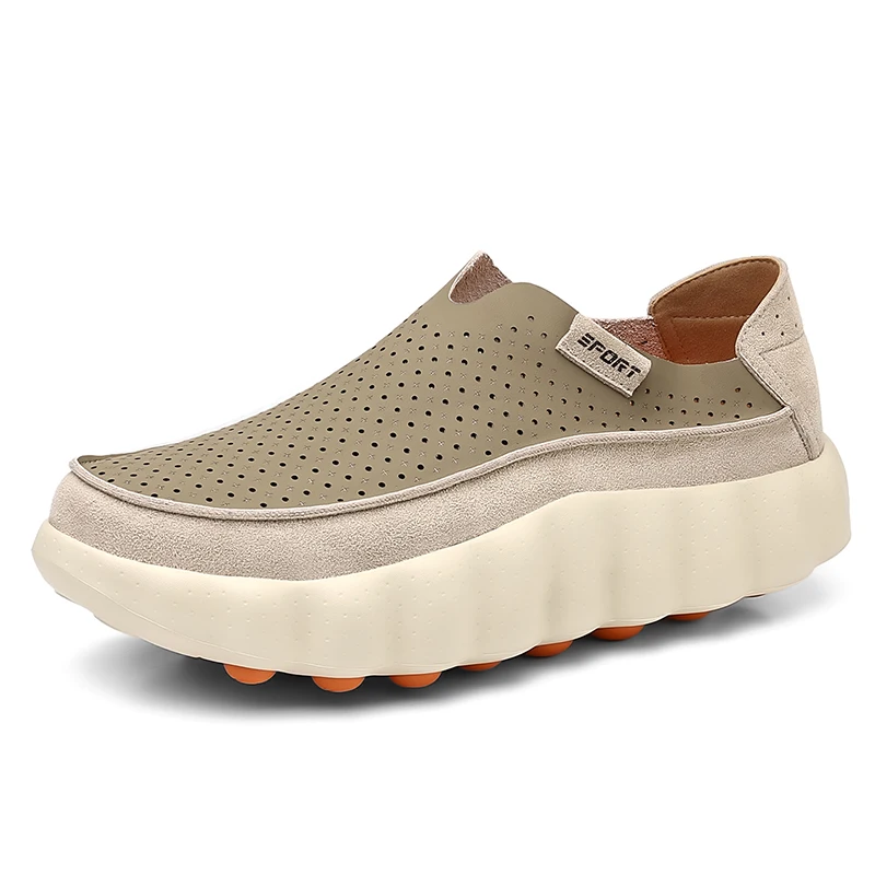 

Men's Breathable Perforated Slip-on Casual Shoes, Thick Sole Comfort Loafers for Daily Wear & All-day Activities