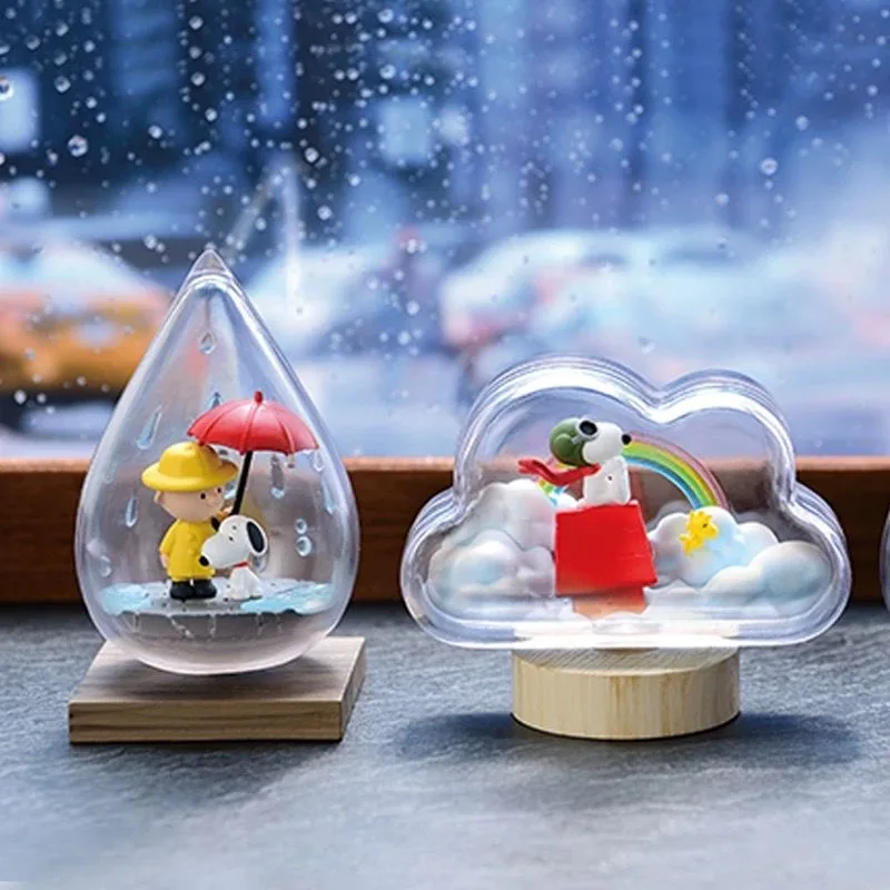 Cartoon Snoopy Figure Seasonal Changes Series Model Weather Bottle Anime Snoopy Charlie Desktop Ornaments Home Decor Gifts