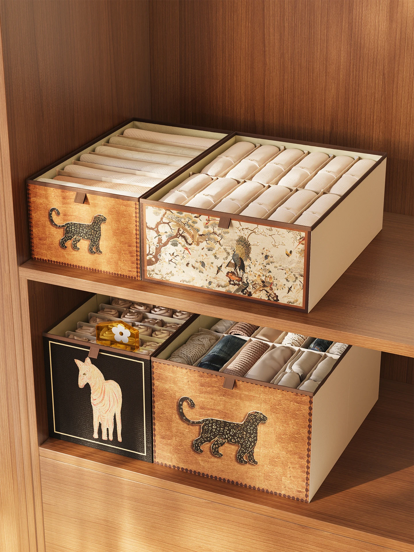 

Коробка для хранения одежды Meisda в винтажном стиле, органайзер для брюк, выдвижной ящик из ткани Оксфорд, коробка для хранения в шкафу для домашней организации