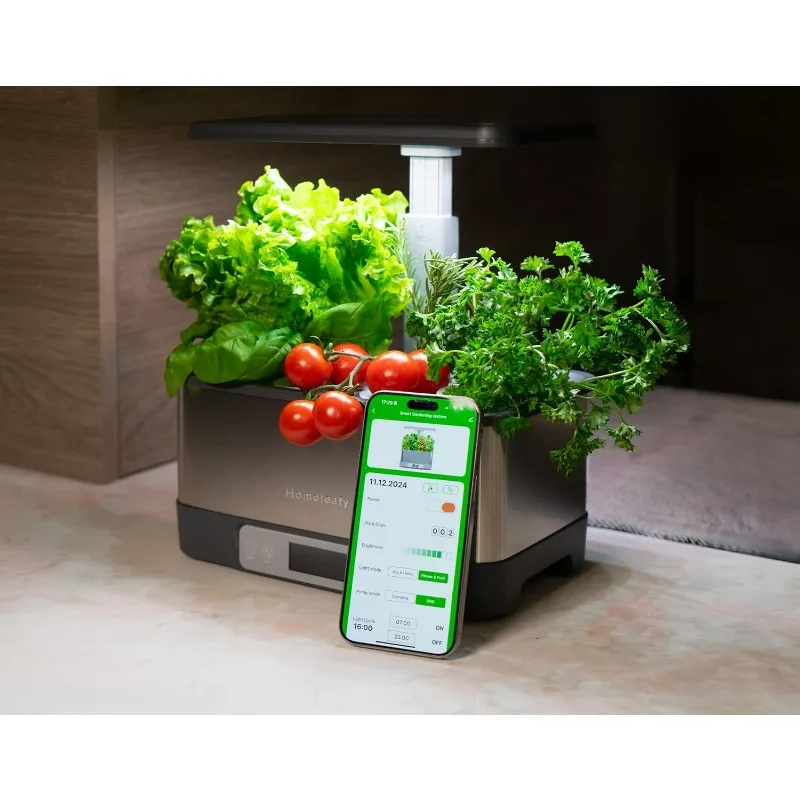 8-Pods Hydroponics Growing System, Smart Indoor Garden with WiFi App Control, LED Grow Light, Self-Watering Timer