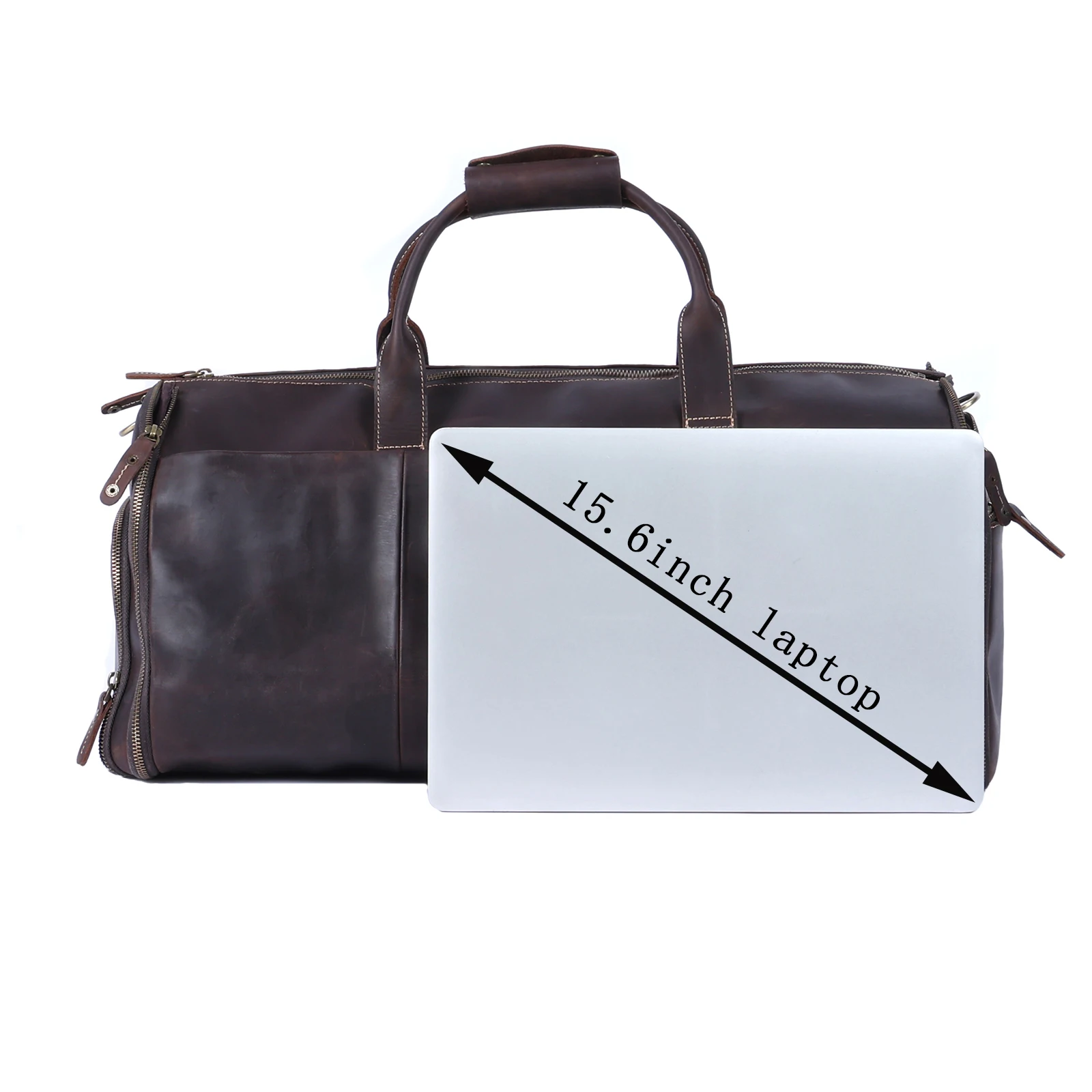 S.WORKER Echtleder-Reisetasche für Herren, große Kapazität, Vintage-Rindsleder-Reisetasche, Weekender-Sporttasche im Retro-Stil – Detail 16